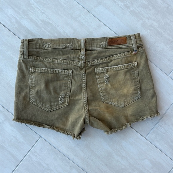 Etienne Marcel Distressed Denim Shorts Army Green 26 - Picture 3 of 9